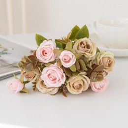 Decorative Flowers Delicate False Rose Flower Long Lasting Fake With Stem Dining Table Decor Bouquet Po Props