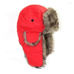 Berets Winter Russian Hat Trapper Bomber Warm Trooper Ear Flaps Cap Headwear Bonnet Men Women Ski Fluffy Faux Fur