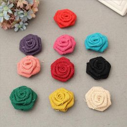 Decorative Flowers 10 Pieces/Bag Size 6Cm Hessian Burlap Rose Artificial Flower Handmade DIY Clothing Accessories Home Decoration