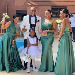 Hunter Nedime Elbiseleri Zarif Bir Omuz Afrikalı Kızlar Artı Boyut Hizmetçi Onur Önlük Sequins Düğün Konuk Partisi Fermuar Arka Elbiseler