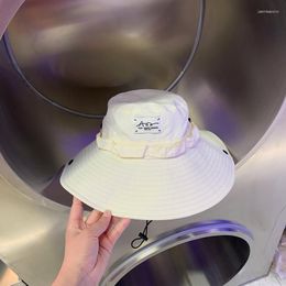 Berets Letter Paste Big Brimmed Thin Camping Hat Female Internet Celebrity Ins Summer Korean Mountaineering Sun Visor Fishing Cap