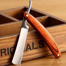 Good Quality Straight Edge Stainless Steel Folding Shaving Knife Hair Removal Tools Wooden Handle213y