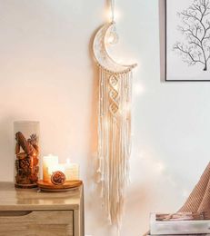 Tapestries Moon Macrame Wall Hanging Boho Hoom Decor Macrame Dream Catcher Tapestry Wall Kids Room Decoration Home Wedding Ornament Gift