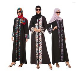 Ethnic Clothing Women Floral Stitching Turkey Arabic Hijab Muslim Dress Caftan Kaftan Morocco Robe Musulmane Islam Lady Chiffon Dresses