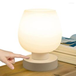 Table Lamps Small Lamp Touch Control Bedside For Bedroom 3 Way Dimmable With Opal Glass Shade