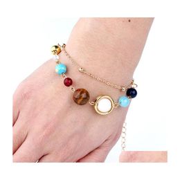 Charm Bracelets Universe Galaxy The Eight Planets In Solar System Guardian Star Natural Stone Beads Bracelet For Women Jewlry Drop D Dhn0V