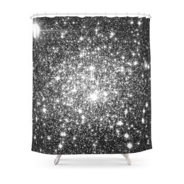 Shower Curtains Black Slate Sparkle Stars Curtain Frabic Waterproof Polyester Bathroom Wall Decoration Hanging Bath