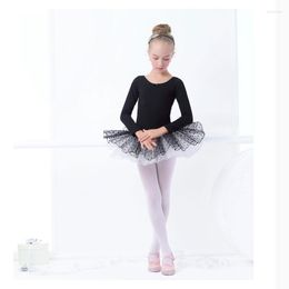 Stage Wear Kids Short/Long Sleeve Cotton Lycra Ballet Dance Tutu Dress With Bow On Front Design 2 Colors Available A0022