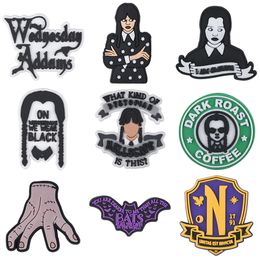 Wholesale Wednesday Addams Family Shoe Charms for Croc for Unisex Kids Teen Adulty Party Gifts Ideal