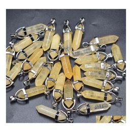 Charms Natural Stone Yellow Crystal Pillar Chakra Pendants For Making Accessories Yzedibleshop Drop Delivery Jewellery Findings Compone Dhybs