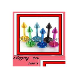 Labret Lip Piercing Jewelry Wholesales 100Pcs/Lot Mix 8 Colors 316L Anodied Body Cone Labret Drop Delivery Dhgarden Dhpkv