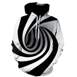 Men's Hoodies Fashion Casual Mens 3D Digital Vortex Printed Long Sleeve Hooded Sweatshirt Tops Blouse M0822