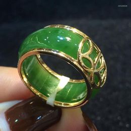 Cluster Rings Fine Jewelry Unisex Jewellery Green Jade Stone Ring Size:7# 8#
