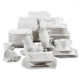 Dinnerware Sets 60 Piece White Porcelain Tableware Dinner Set With 12 Cups Saucers Dessert Soup Plate For Person