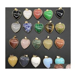 Charms Rose Quartz Opal Tigers Eye Natural Stone Pendum Heart Pendants For Necklace Earrings Jewelry Making Drop Delivery Findings C Dh5Kc