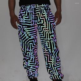 Men's Pants Joggers Men Reflective Geometric Circuit Lines Colourful Hip Hop Harajuku Casual Jogging Sweatpants Women