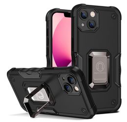 Armour Cases for iPhone 14 13 12 Pro Max Hybrid Heave Duty Shockproof Combo TPU PC Hard Dual Layer Phone Cover Magnetic Ring Holder Protective Skin