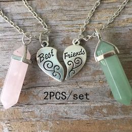 Pendant Necklaces 2pcs/set Friend Crystal Necklace Healing BFF Love Gift For