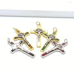 Pendant Necklaces Diyalo 1pc Religious Exorcism St Benedict Cross Crucifixion DIY Handmade Keychain Necklace Rosary Charms Jewellery Part