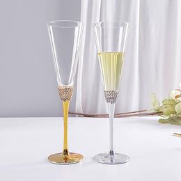 Wine Glasses 2Pcs Diamond Crystal Champagne Transparent Goblet Cocktail Glass Home Wedding Party Drinking Couple Cup Gift 200ml