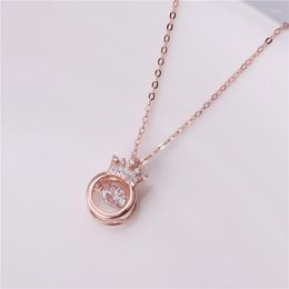 Pendant Necklaces Rose-Gold Alloy Crown Throbbing Zircon Necklace Women 2023 Latest Wedding Royal Style 3 Colours Clean Stone Lady Party