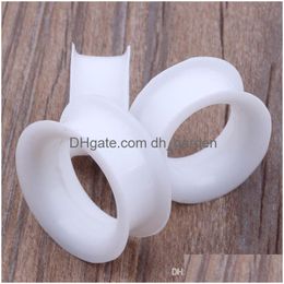 Plugs Tunnels Piercing Jewellery Mix 425Mm 96Pcs White Sile Double Flare Flesh Tunnel Ear Plug Body Drop Delivery Dhgarden Dhmwk