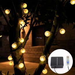 Strings 11M 60 Leds USB/Solar Powered Ball Decorative String Light 8 Modes& Remote Controller Garden