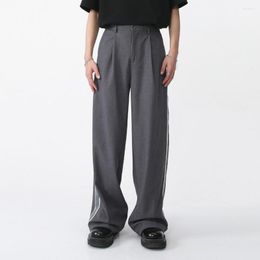Men's Pants Men Streetwear Fashion Hip Hop Elastic Waist Loose Casual Suit Trousers Male Side Splice Stripe Korean Trend