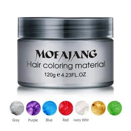 Car Dvr Pomades Waxes Mofajang Hair Wax 120G Sier Grandma Grey Pomade 8 Colors Disposable Fashion Styling Clay Coloring Mud Cream Dr Dhemz