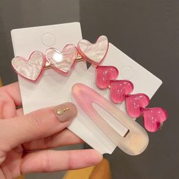 New Korean Mini Pink Heart Ribbon Acrylic Hair Claw Clips Crab Women Girls Fashion Colourful Barrettes Hairpins Hair Accessories Gift 1647