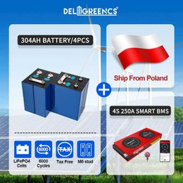 EU Stock LiFePO4 304AH Battery with Smart BMS 4S 8S 16S 250A Bluetooth for 12V 3KW Solar Energy Storage System Rechargeable ESS