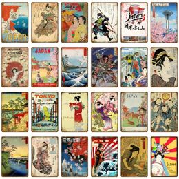 Japan Travel Poster Japanese Ukiyoe Metal Tin Signs Old Style Wall Art Painting Plaque Home Bar Room Decor Vintage Plate Mount Fuji Poster Metal Plate Size 30X20CM w01