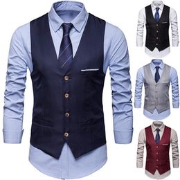 Men's Vests Drop Plus Size Formal Men Solid Color Suit Vest Single Breasted Business Waistcoat 230217