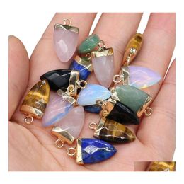 Charms Natural Arrowhead Semiprecious Stone Rose Quartz Healing Reiki Crystal Pendant Diy Necklace Earrings Women Yzedibleshop Drop Dh2O5