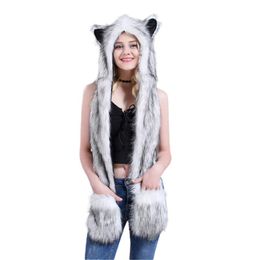 Beanies Beanie/Skull Caps Women Men Casual Headwear Outdoor Solid Color/Printed Animal Ears Decoration Plush Scarf Neckwear