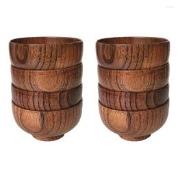 Bowls Jujube Japanese-Style Wooden Bowl Rice Noodle Solid Wood 4.5 Inches By 2-5 / 8 Packs Promotion