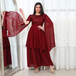 Ethnic Clothing Chiffon Party Evening Dresses Abayas For Women Dubai 2023 Muslim Dress Kaftan Robe Ensemble Femme Musulmane Jilbab Hijab