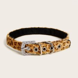 Dog Collars Soft And Comfortable Leopard Print Pet Collar With Adjustable Diamond