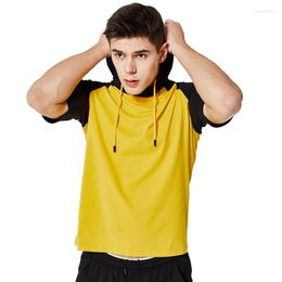 Men's Hoodies Men Summer Short Sleeve Mens Sweatshirt Patchwork Solid Hooded Sweatershirts Tops VoguePleated Streetwear Nice