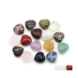 Stone Lots Natural 15Mm Heart Rose Quartz Chakra Crystal Minerale Gemstone Reiki Home Decoration Dhseller2010 Drop Delivery Jewellery Dh7Eb