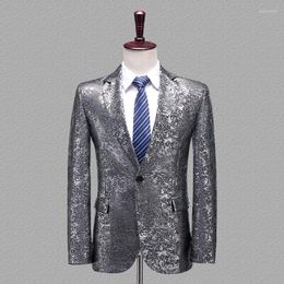 Men's Suits Glitter Sequins Luxury Single Button Suit Jacket Slim Groom Wedding Blazer Stage Men Clothing Fashion
