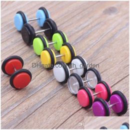 Plugs Tunnels Man Ear Stud Screw 100Pcs 9 Colour S Of Cheater Faux Fake Gauges Tapers 16G Earrings Body Jewellery Drop Deliver Dhgarden Dhf9O