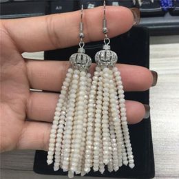 Dangle Earrings Charm 2023 Boho Beige Red Champagne Thick Bead Tassel Earring Crystal Drop For Women Jewellery Wedding Party