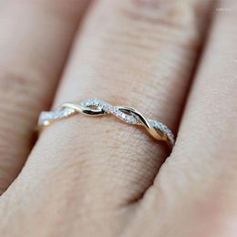 Wedding Rings 1pc Twist Ring With Stone Women Engagement Silver Gold Rose Plated Color Female Jewelry Accessories Full Sizes