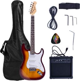 Classic Custom Vintage Sunburst Electric Guitar Solid Body Gigbag 10W AMP (VS) Chrome Hardware