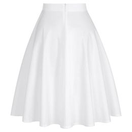 Skirts White 50s Women Midi Skirt Cotton High Waist Plus Size A Line Vintage Floral Pin Up Style Rockabilly Swing Jurken 2023