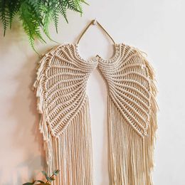 Tapestries Angel Macrame Wall Hanging Large Macrame Tapestry Bohemian Art Home Girls Kids Room Decoration Bedroom Nursery Decor Gift