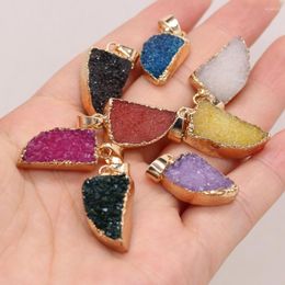 Charms 2023 Natural Stone Agates Druzy Pendant Knife-shaped Crystal Quartz For Jewellery Making DIY Necklace Earring Gift