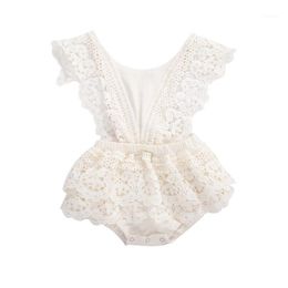 Car Dvr Jumpsuits Summer Toddler Newborn Kids Baby Girls Lace Hollow Oneck Romper Jumpsuit Infant Elegant Tutu Dress Outfits Clothes1 Dhfxt