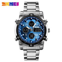 SKMEI Clock Relogio Masculino Mens Watches Top Luxury Brand Sport Watch Countdown Stainless Steel Strap Quartz Wristwatches Men2894